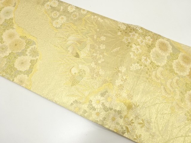 JAPANESE FUKURO OBI / SAGANISHIKI / WOVEN FLORAL PLANTS